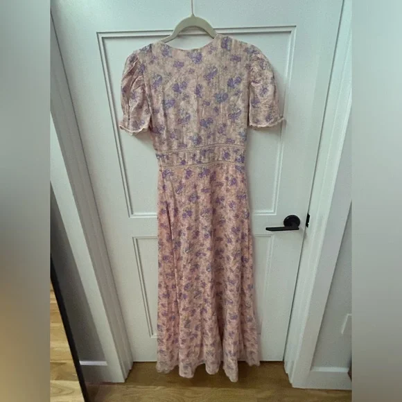 LoveShackFancy Floral Stacy Pink short sleeve Maxi Sz XS orig $475 - Picture 13 of 16